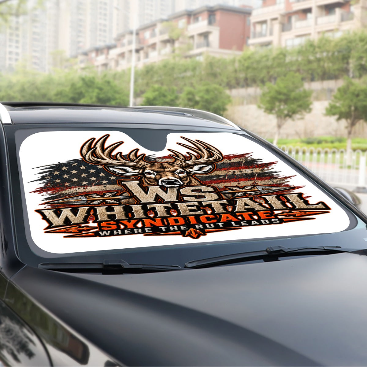 WS Deer & Flag Monochrome Windshield Sunshade