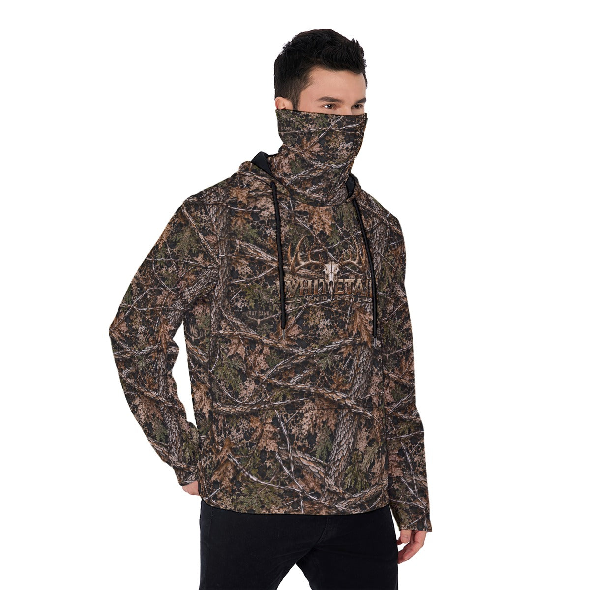 Men's All-Over Print Pullover Hoodie with Face Cover