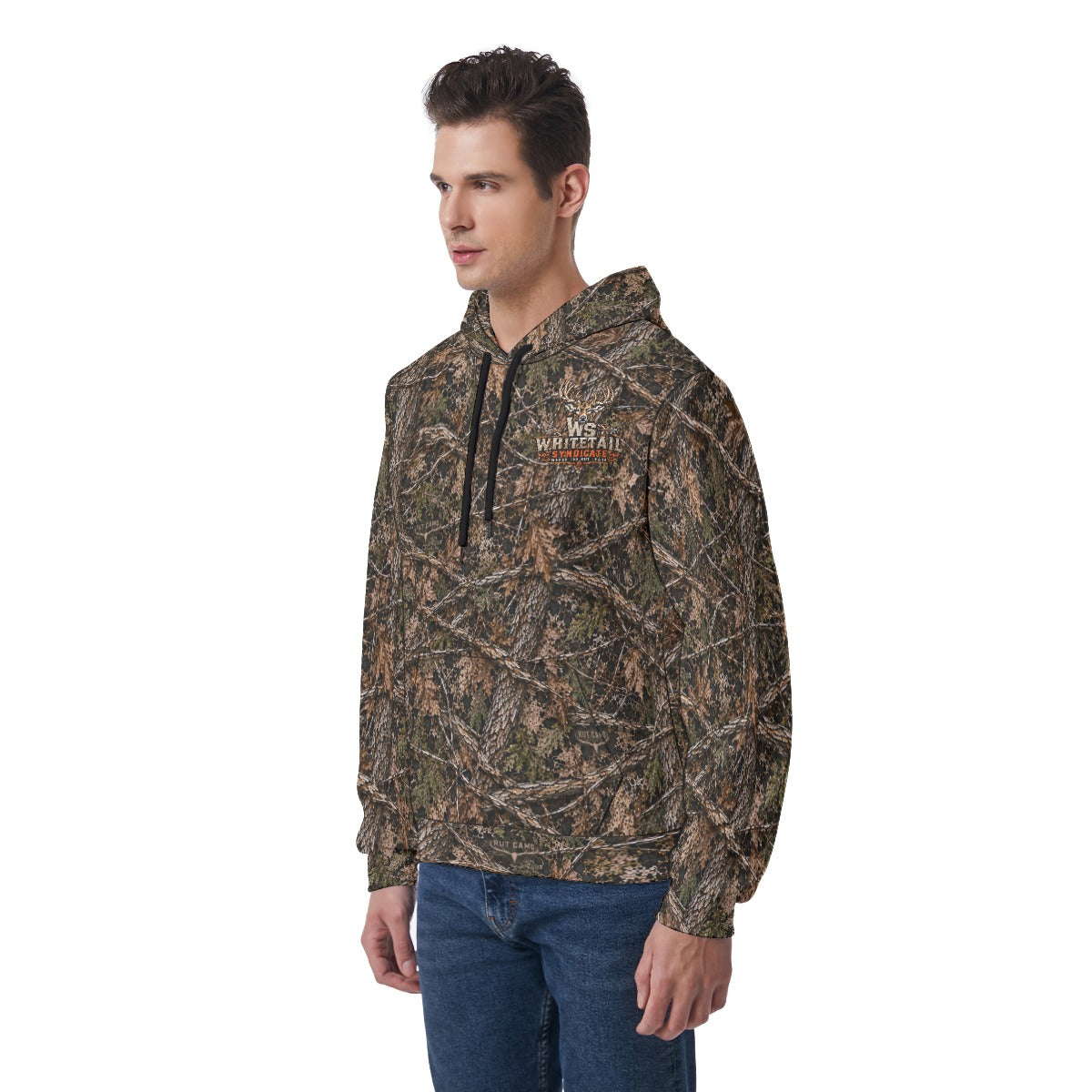 WS Logo Antlers Men's All-Over Print Hoodie with Printed Inner & Outer Hood