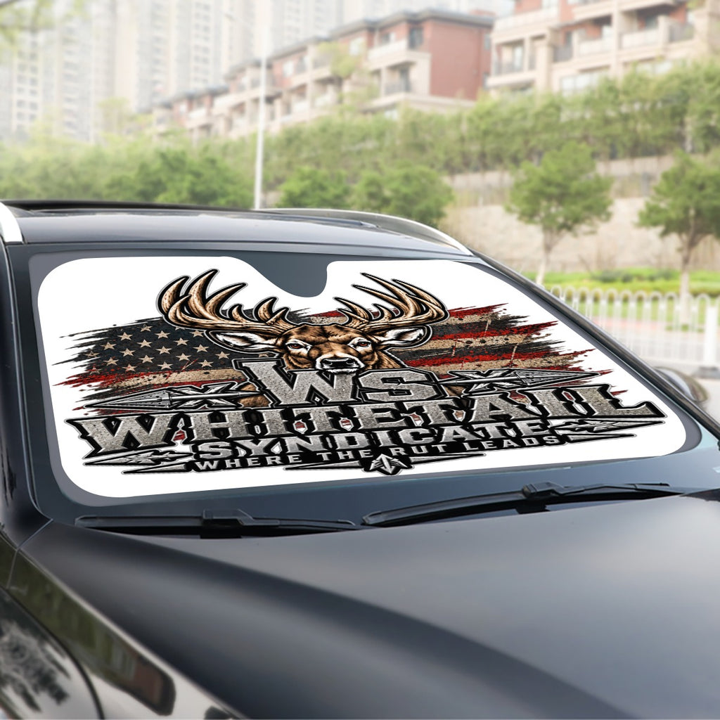 WS Deer & Flag Full-Color Windshield Sunshade