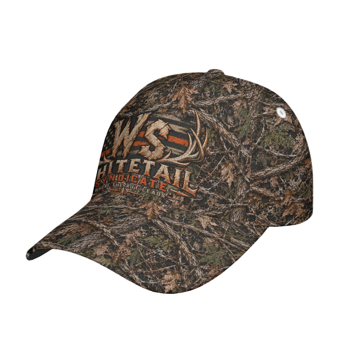 WS Antler Woodland Camo Curved-Brim Snapback Cap