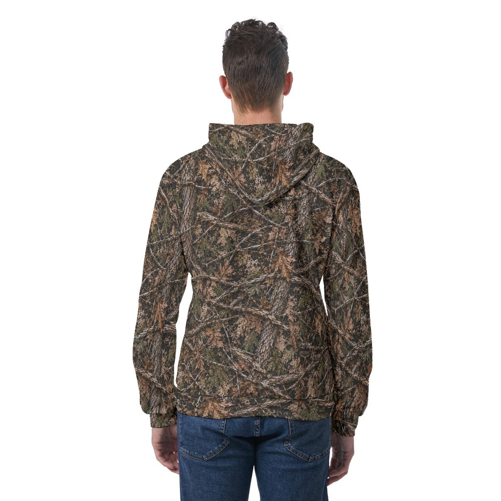 Whitetail Skull Men's All-Over Print Hoodie with Printed Inner & Outer Hood