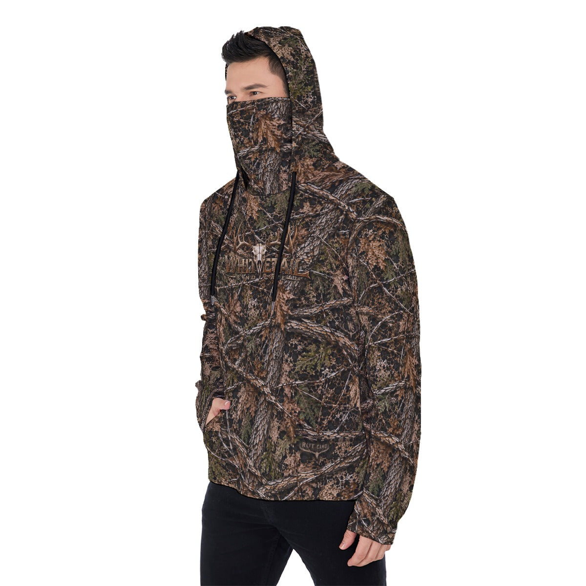 Men's All-Over Print Pullover Hoodie with Face Cover