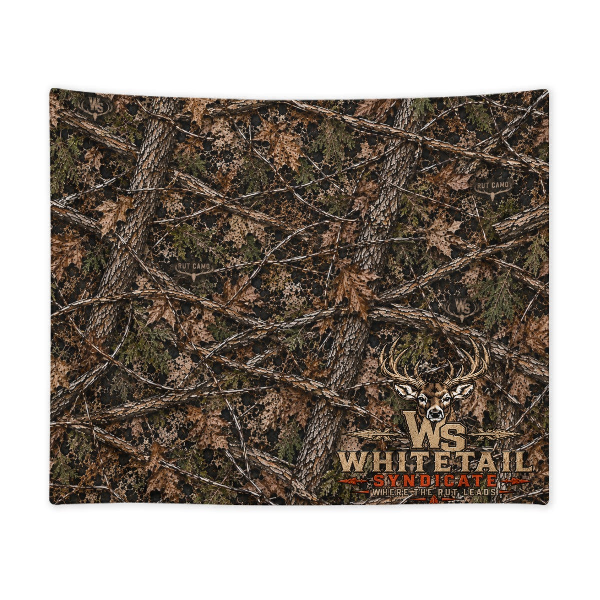 RUT CAMO WS Whitetail Flannel Throw Blanket