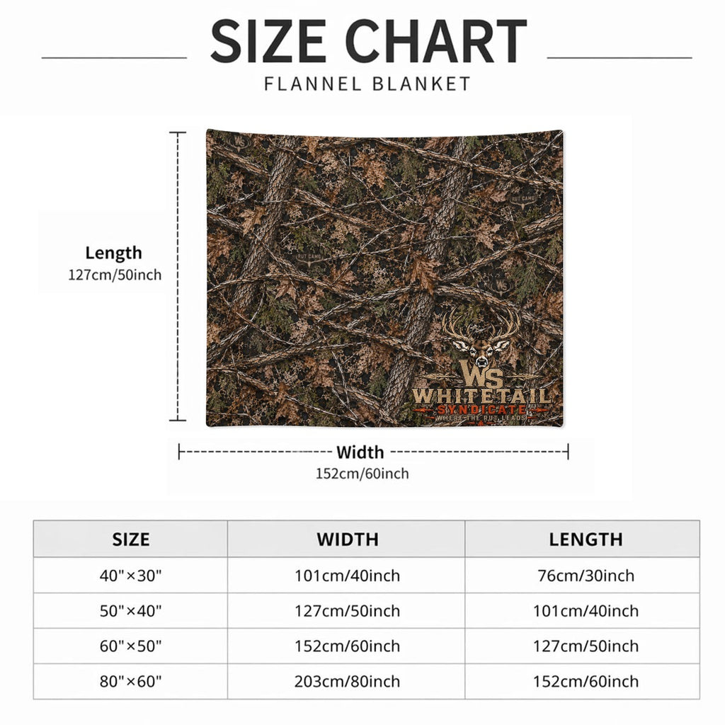 RUT CAMO WS Whitetail Flannel Throw Blanket
