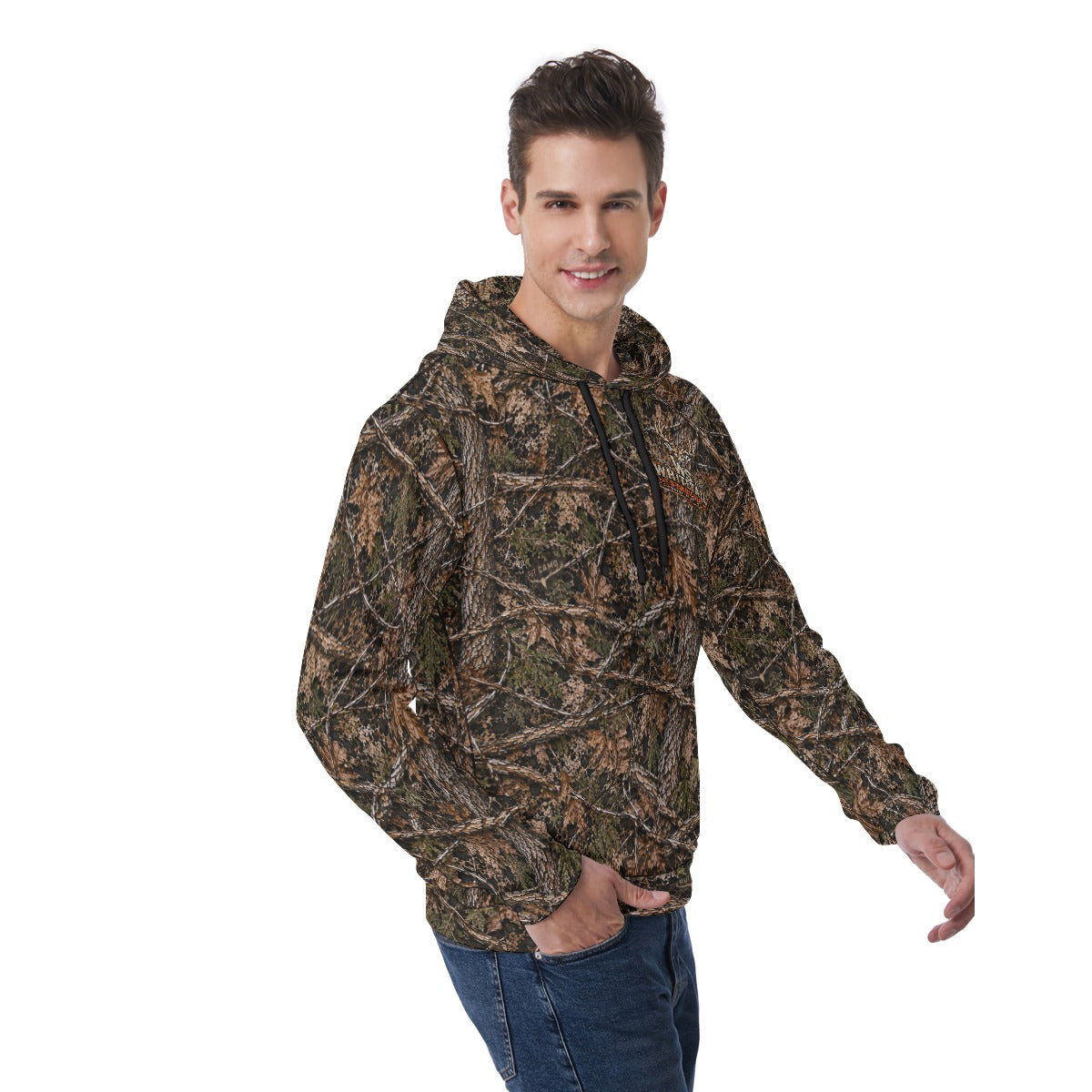 WS Logo Antlers Men's All-Over Print Hoodie with Printed Inner & Outer Hood