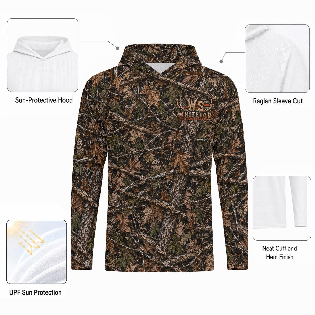 WS Antler Logo Men's All-Over Print Sun-Protection Hooded Sport Top