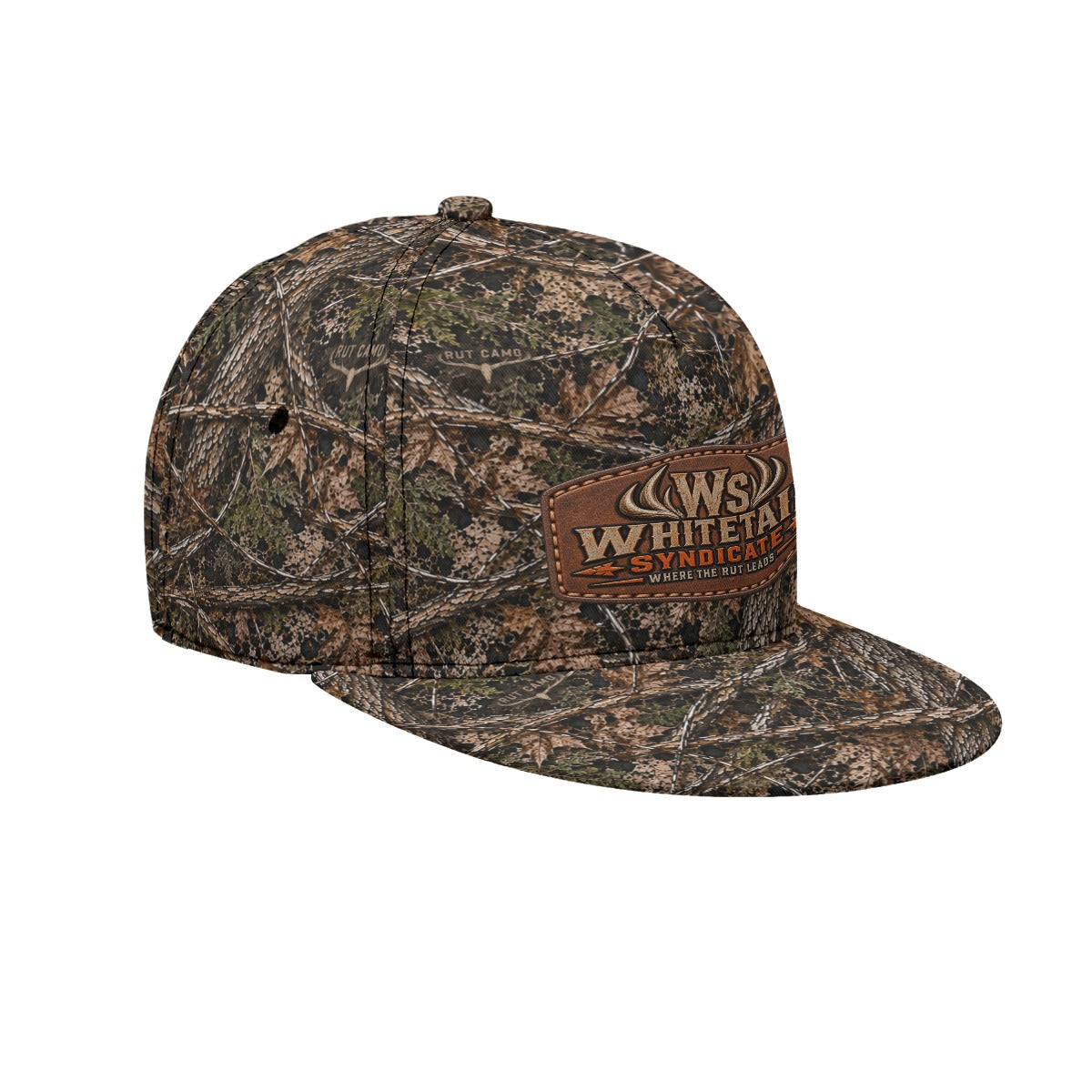 Woodland Camo All-Over Print Flat-Brim Baseball Cap
