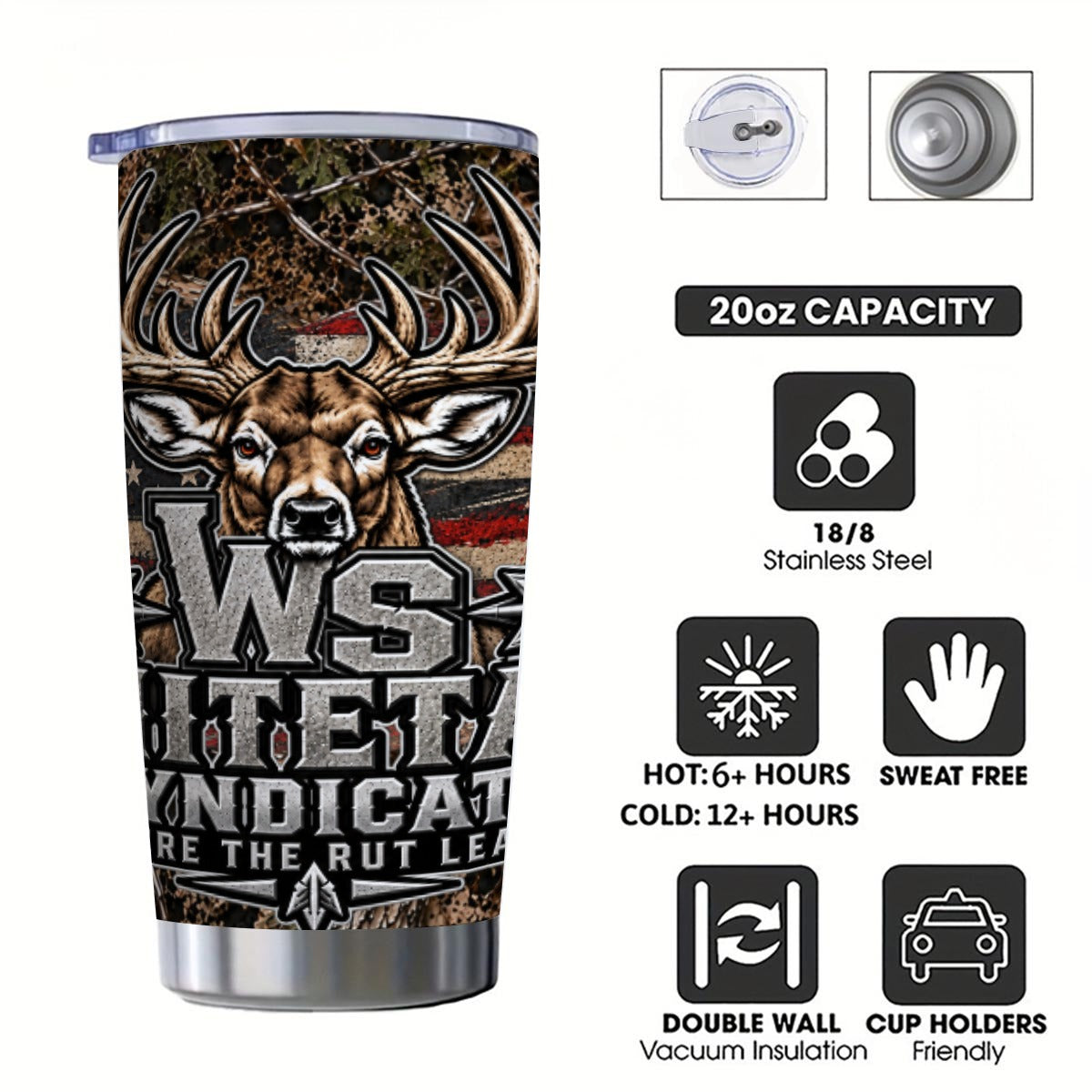20 oz Double-Wall Stainless Tumbler with Sliding Lid